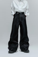 Crinkled High Waist Wide Leg Pants