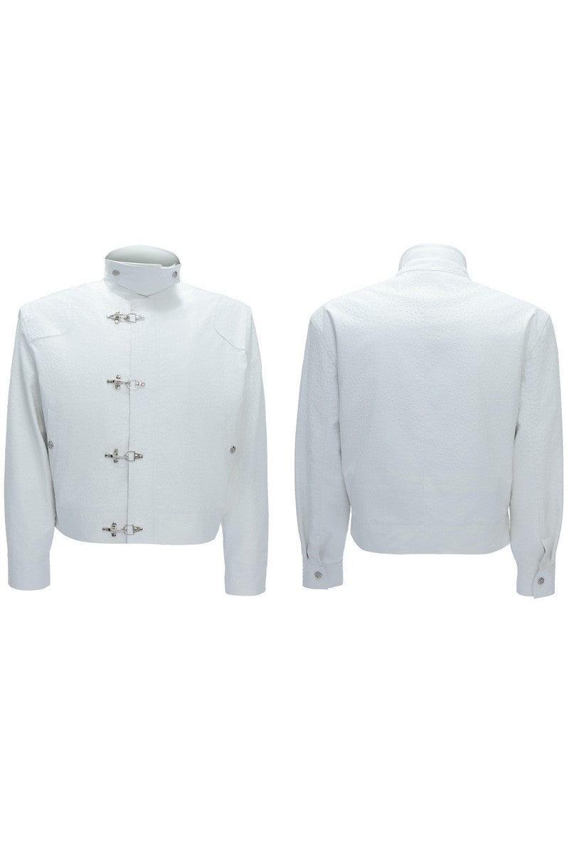 Ostrich Leather Lined Puffer Jacket