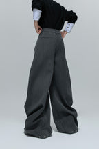 Deconstructed Striped Wide Leg Trousers