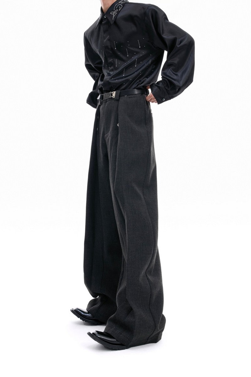 Pleated Straight Leg Trousers
