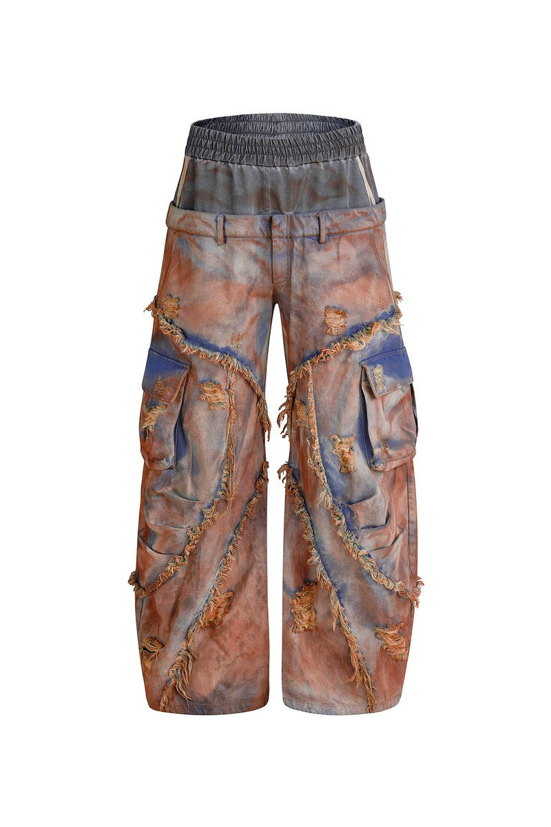 Dyed Deconstructed Layered Jeans