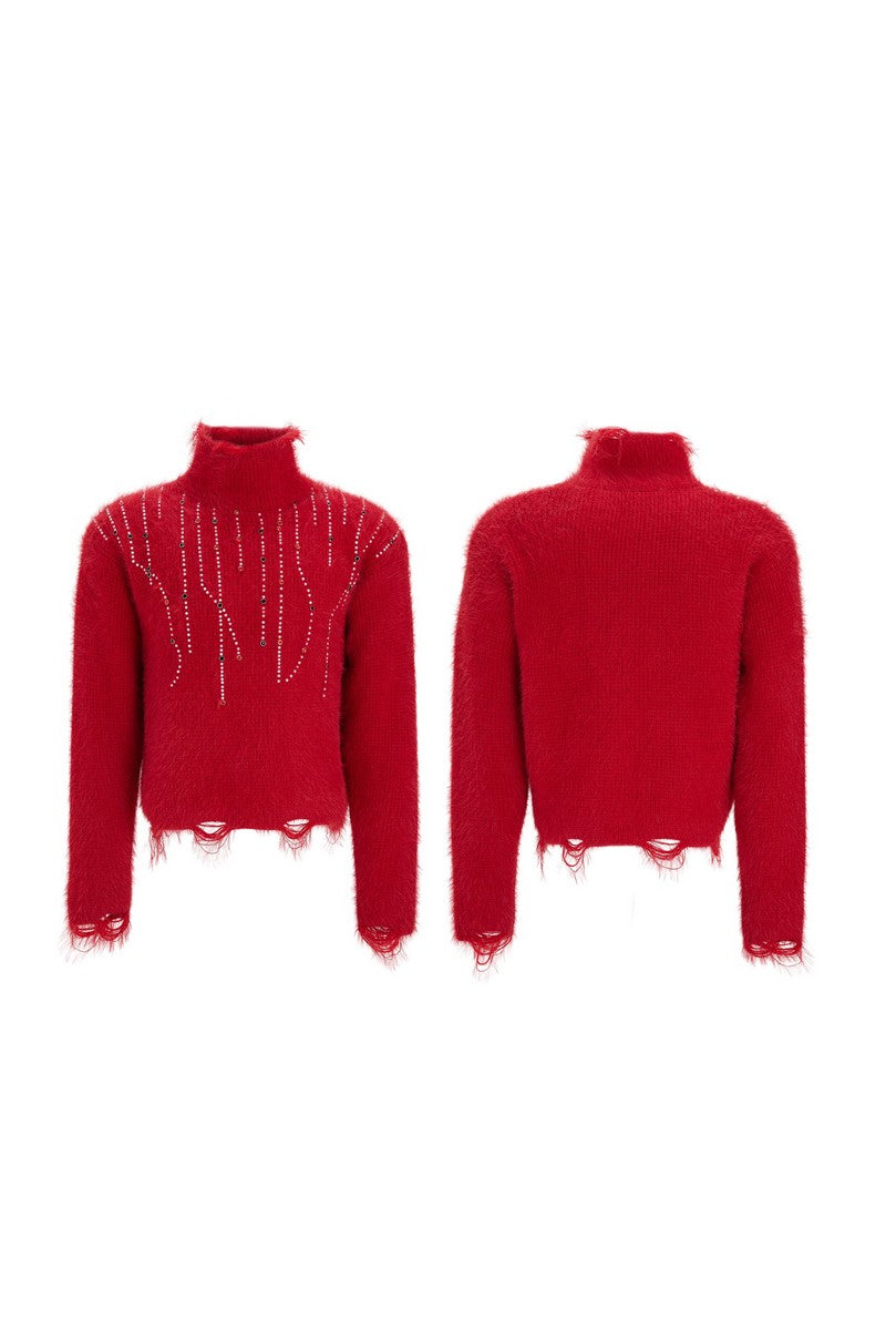 Embellished Cyber Turtleneck Sweater