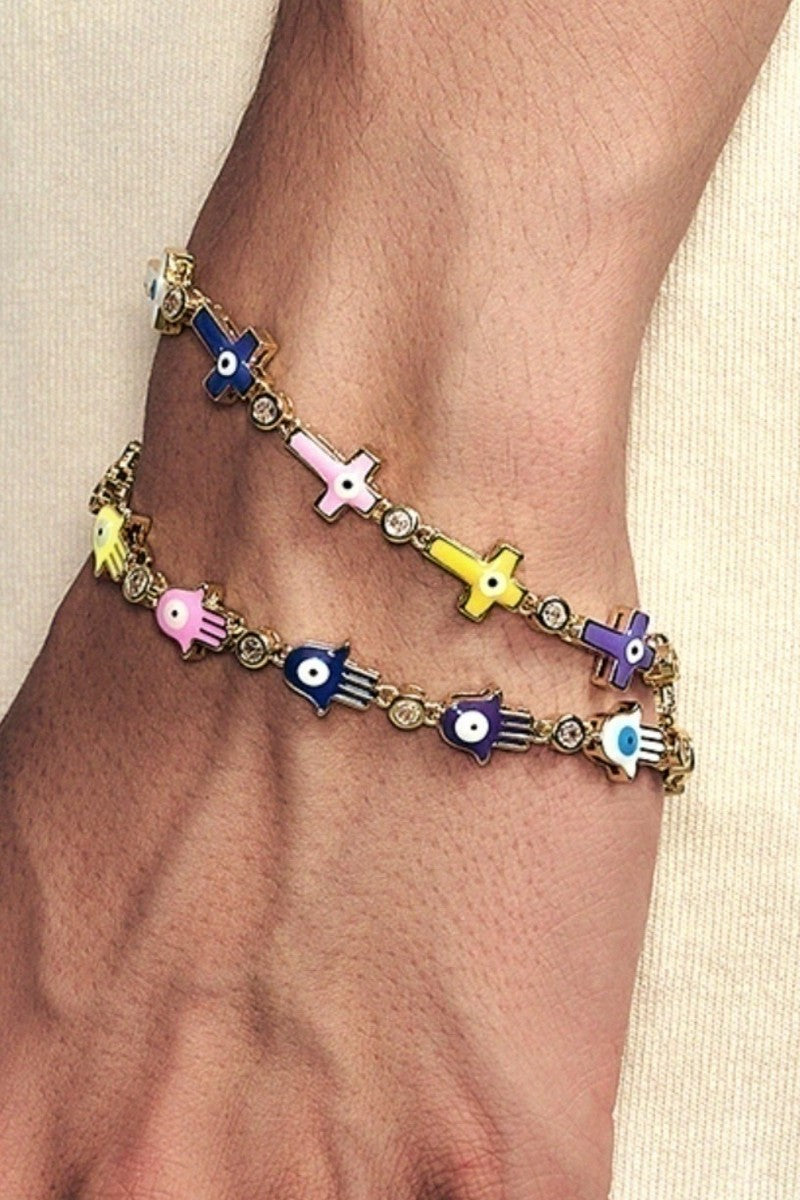 Colorful Hamsa Cross Bracelet
