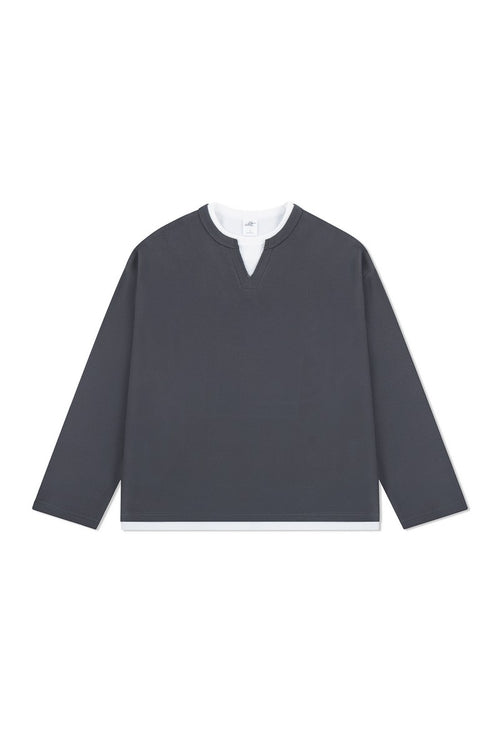 Waffle Layered Henley Long Sleeve