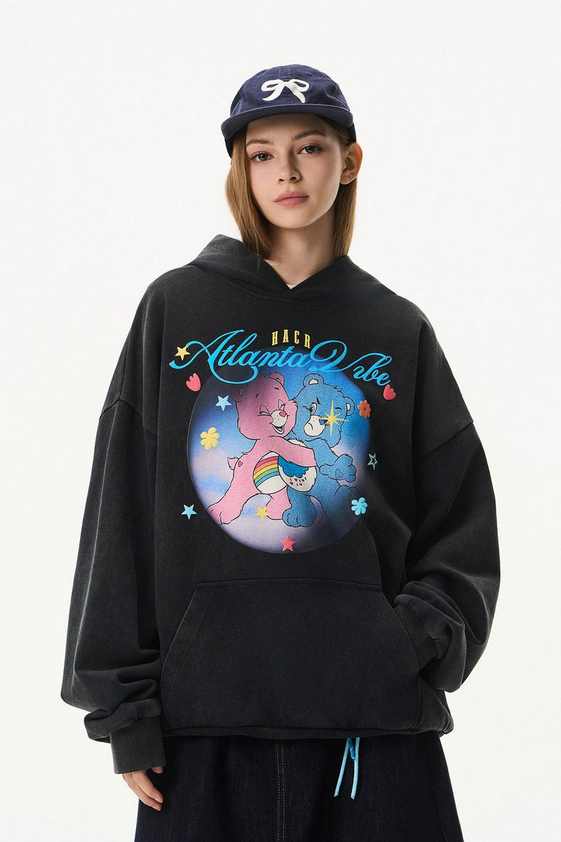 Distressed Teddy Puff Hoodie