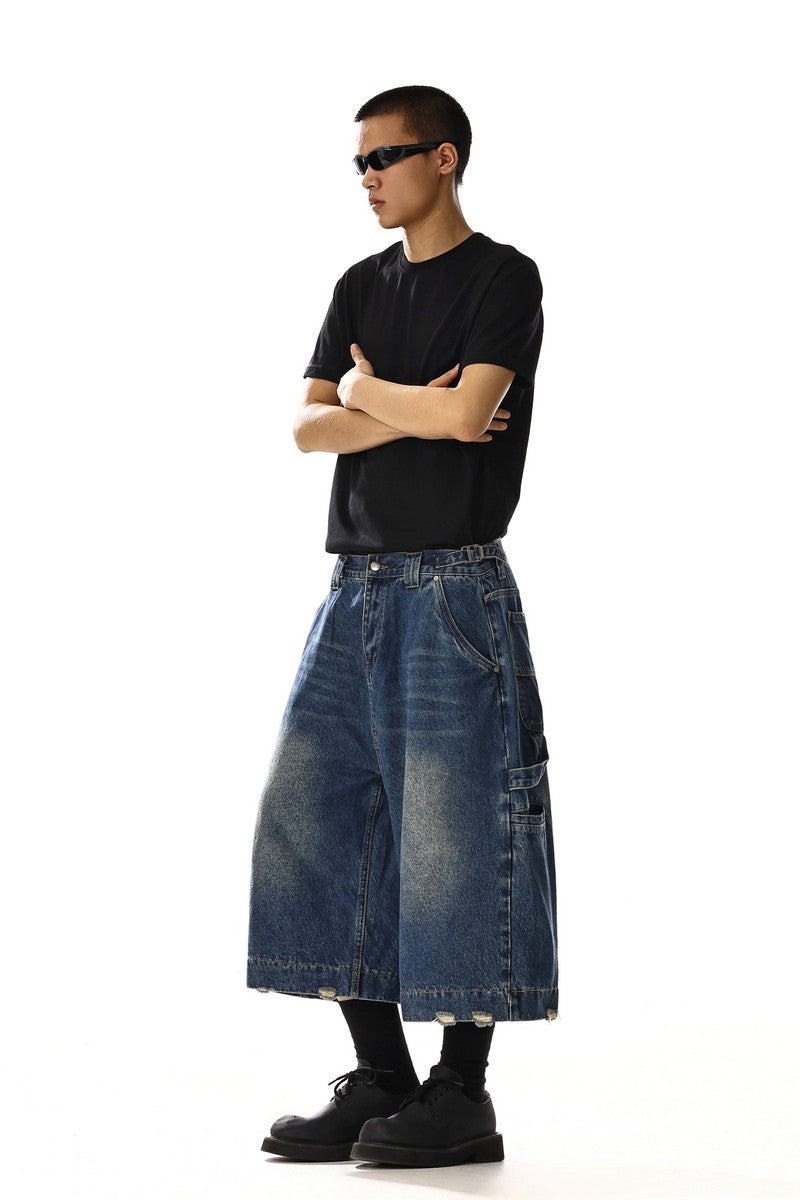 Washed Blue Cargo Shorts