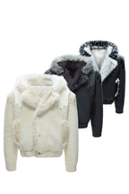 Marble Faux Wolf Fur Puffer Jacket