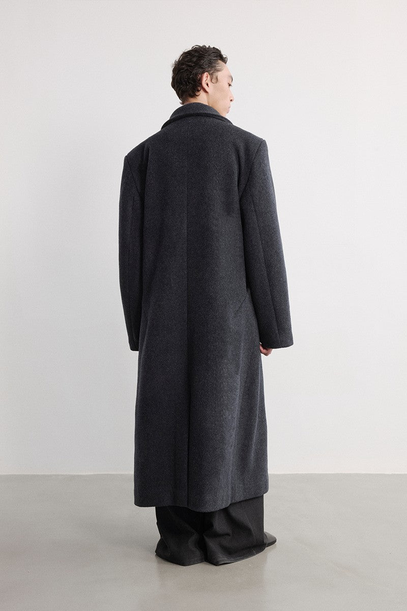 Wool Peaked Lapel Tailored Coat