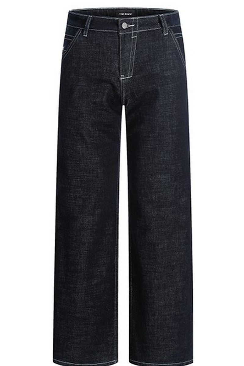 Dark Blue Basic Straight Jeans