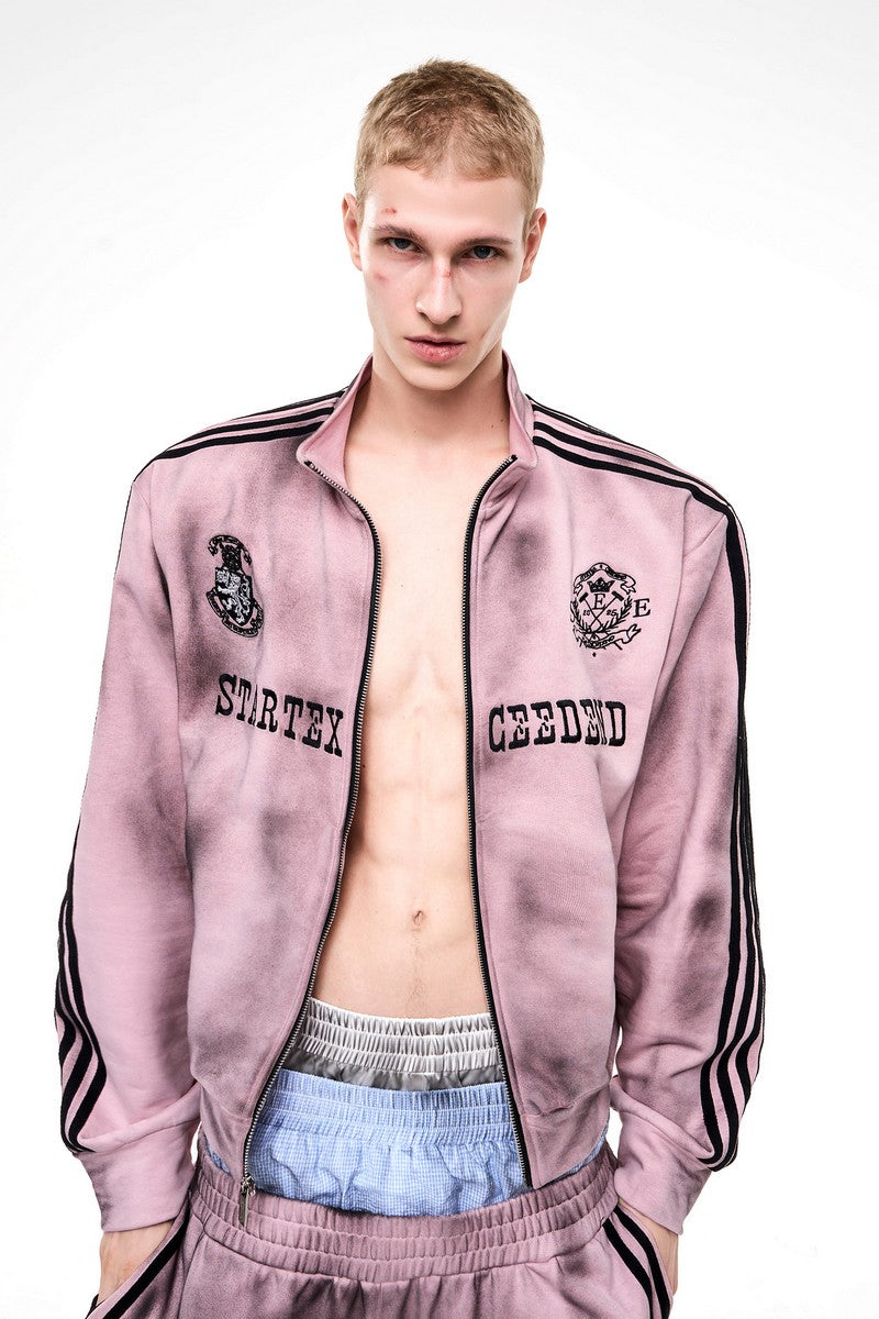 Distressed Striped Track Jacket