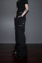 Deconstructed Zip Flare Pants