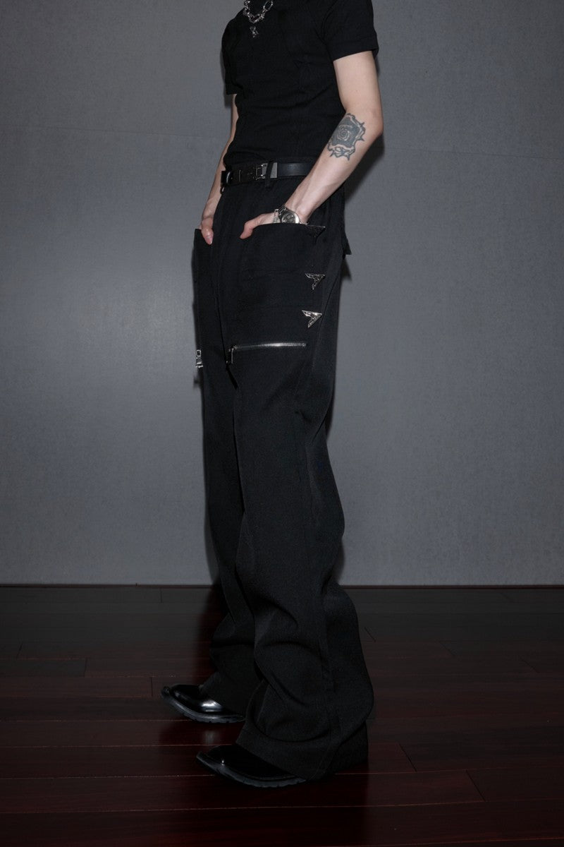 Deconstructed Zip Flare Pants