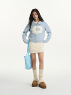 Floral Knit Polo Cardigan