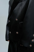 Glossy Cinched Waist Blazer