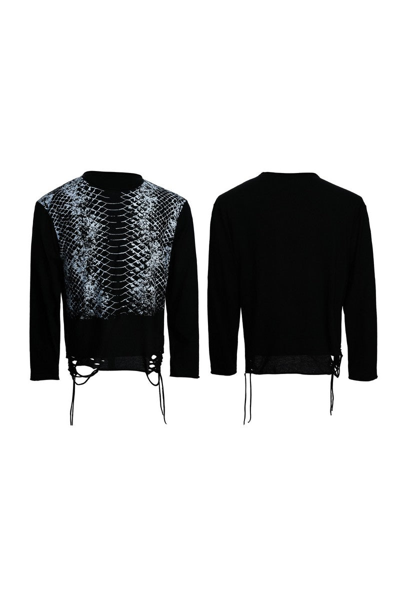 Gradient Snakeskin Fringe Tee