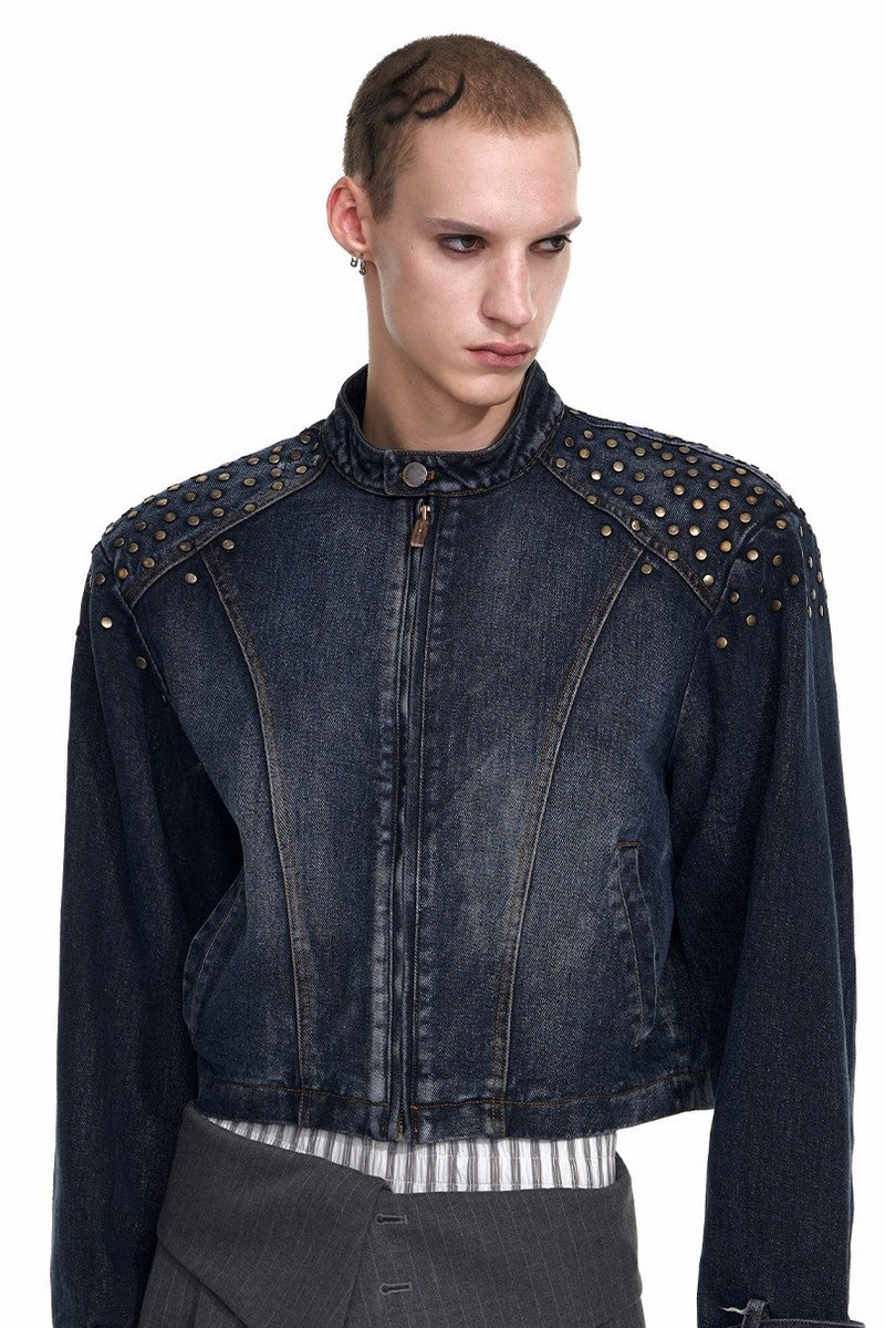 Studded Washed Denim Jacket