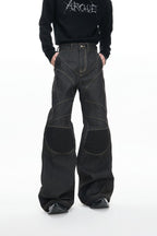 Raw Denim Biker Flared Jeans