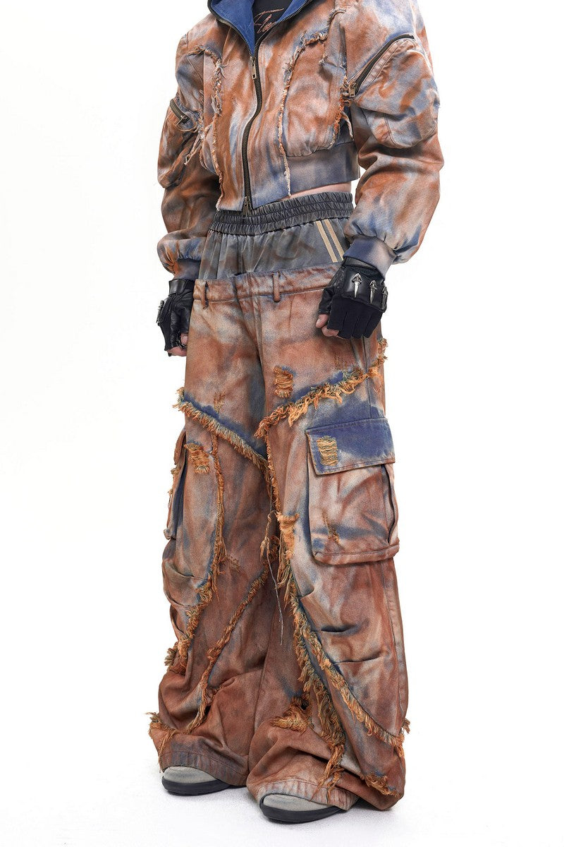 Dyed Deconstructed Layered Jeans
