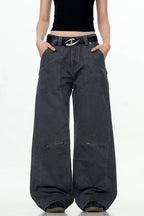 Washed Straight-Leg Cargo Pants