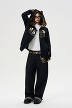 Leopard Cat Ear Zip Hoodie