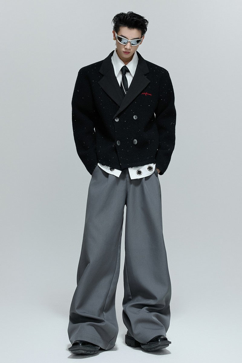 Sequin Textured Double Breasted Cardigan