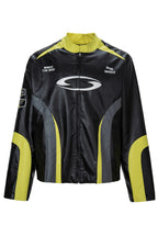 Embroidered Colorblock Biker Jacket