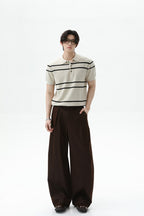 Striped Knit Polo Short Sleeve Tee