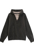 Heavyweight Layered Look Hooded Knit Sweater