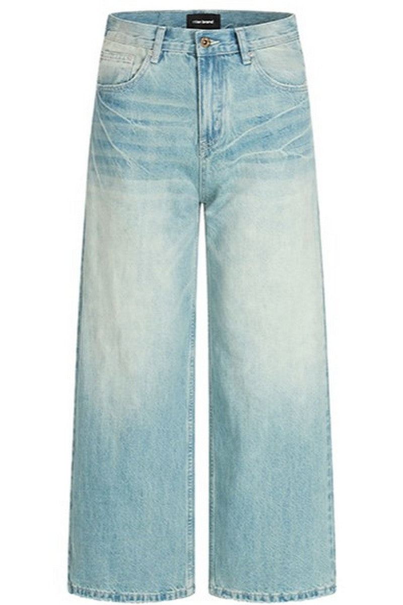 Cracked Blue Straight Jeans