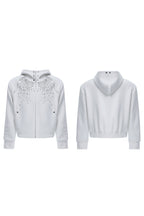 Rhinestone Zip-Up Hoodie