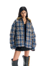 Plaid Layered Fleece Shirt Jacket
