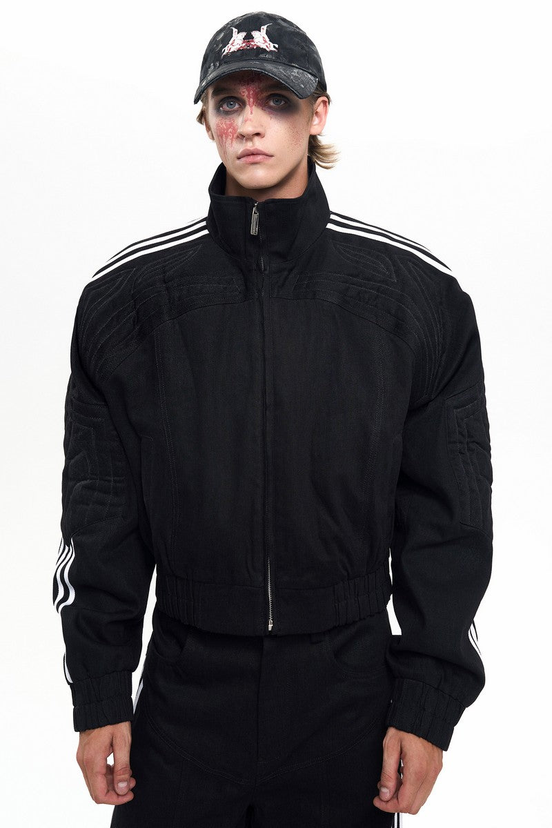 Striped Black Raw Denim Jacket