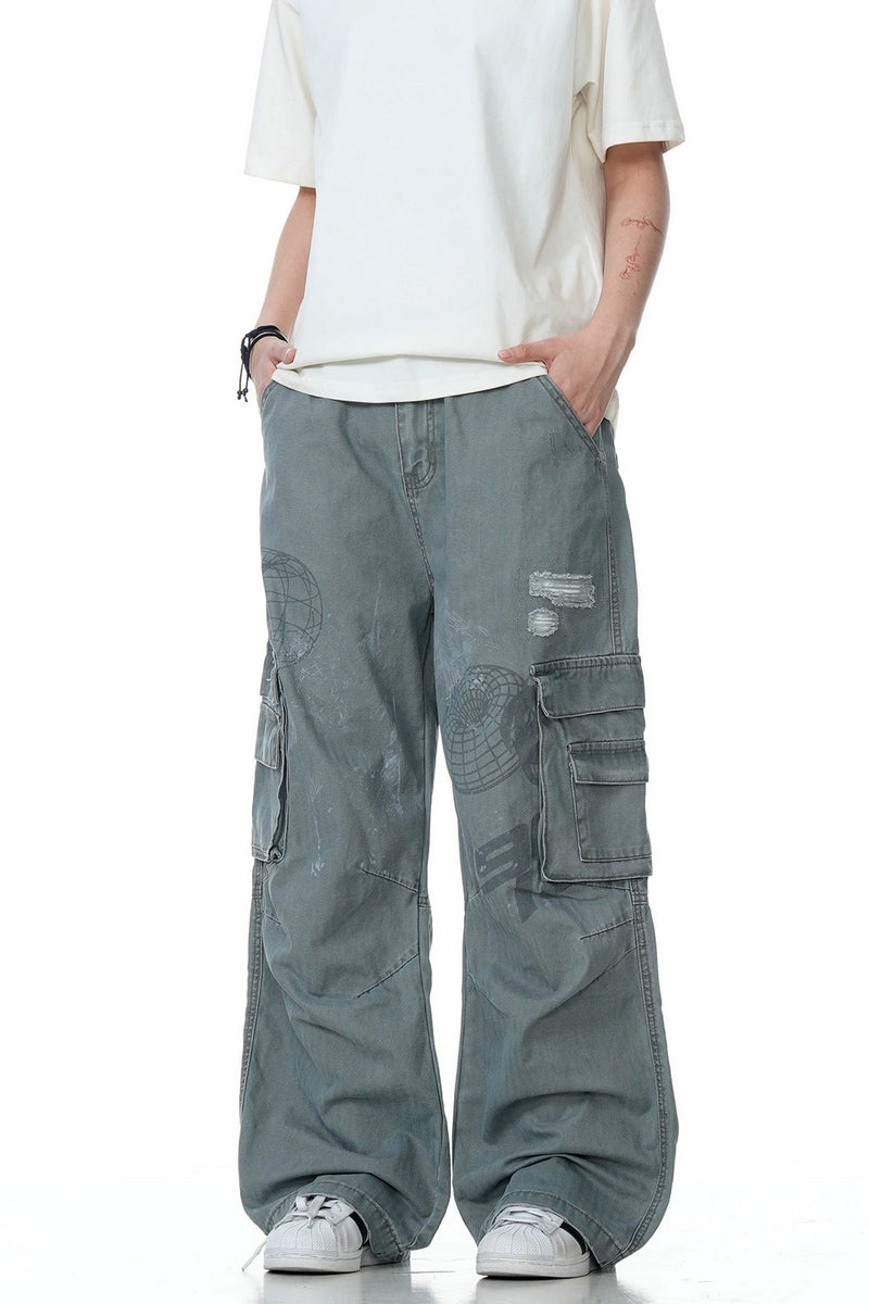 Distressed Multi-Pocket Cargo Pants