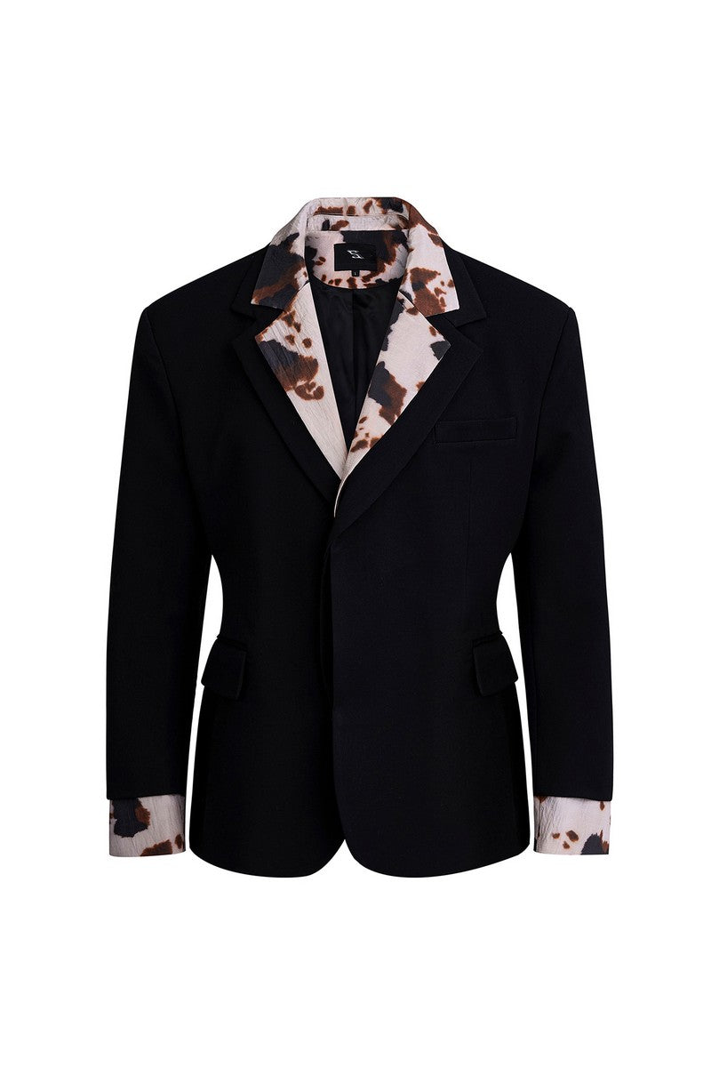 Cow Print Layered Blazer