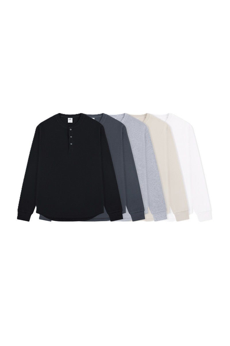 Waffle Henley Long Sleeve Tee