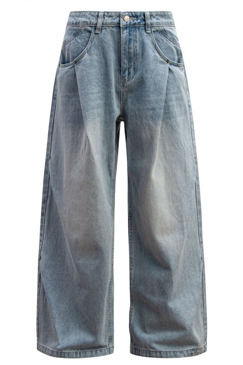 Double Pleat Baggy Jeans