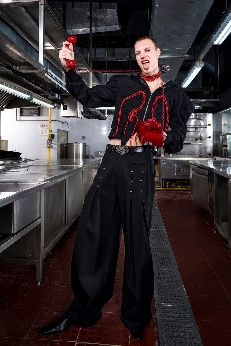 Draped Wide Leg Trousers