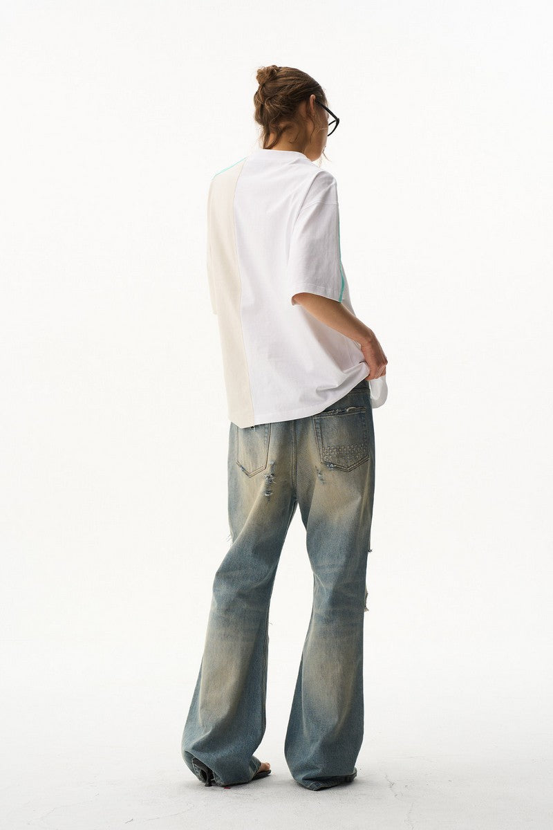 Colorblock Panel Embroidered Tee