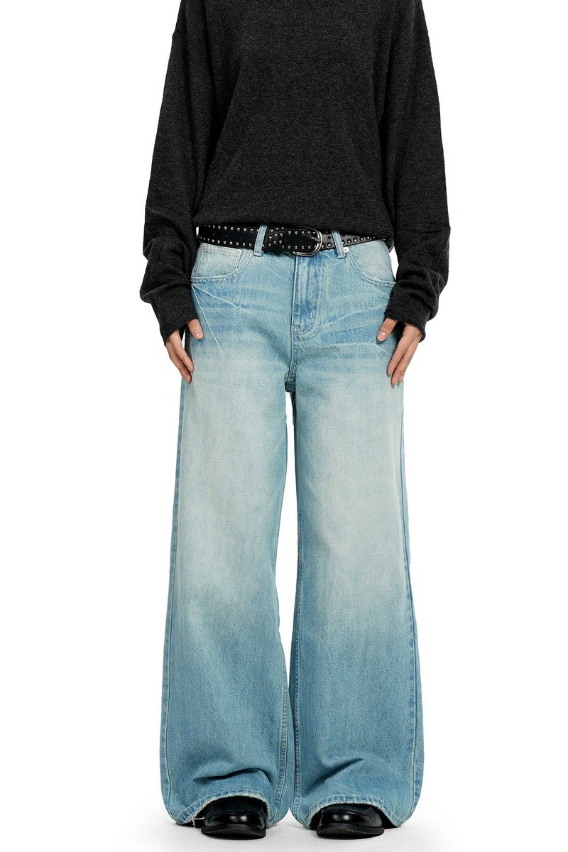 Cracked Blue Straight Jeans