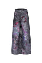 Mic Print Dirty Wash Jeans