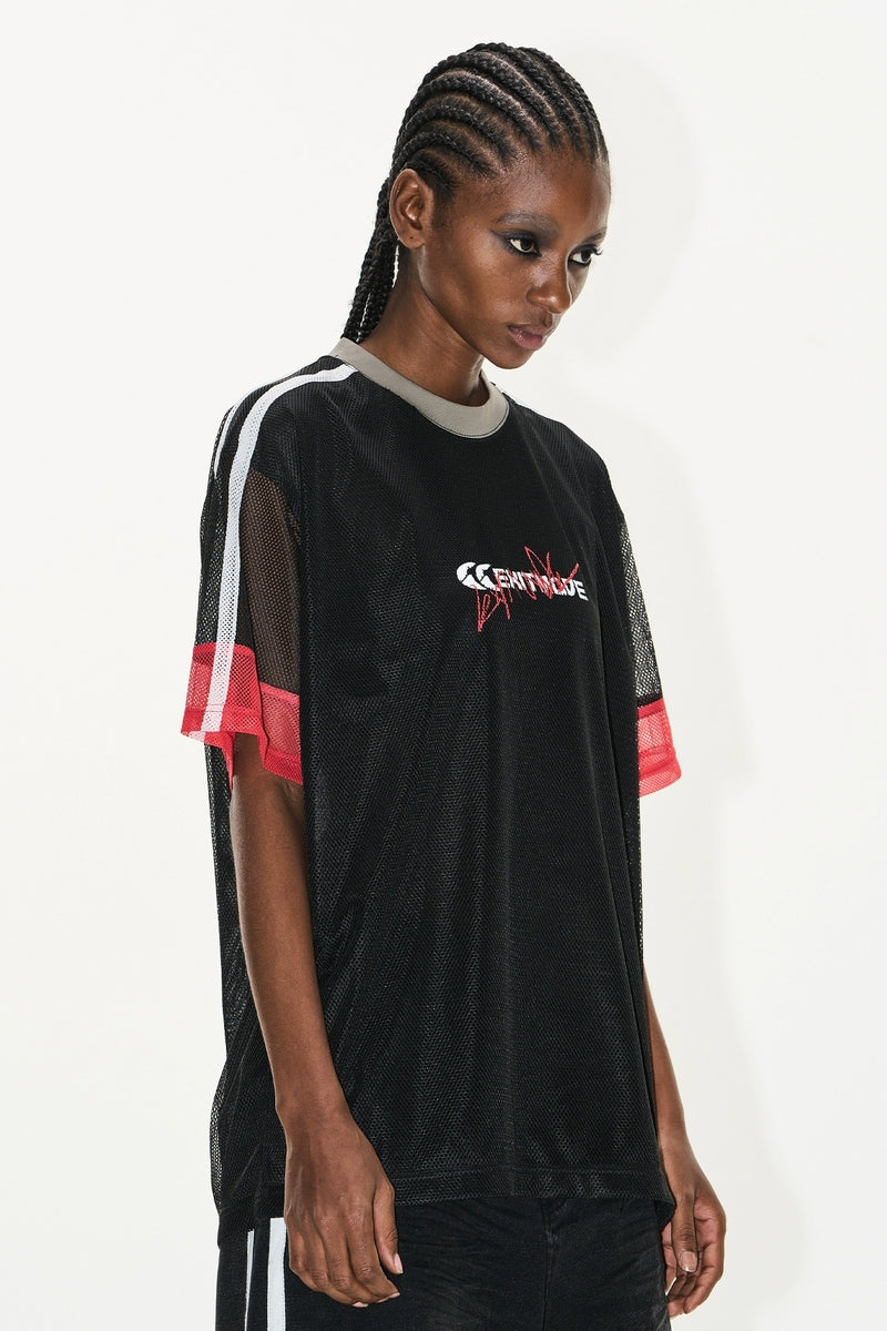 Colorblock Mesh Panel Sports Tee