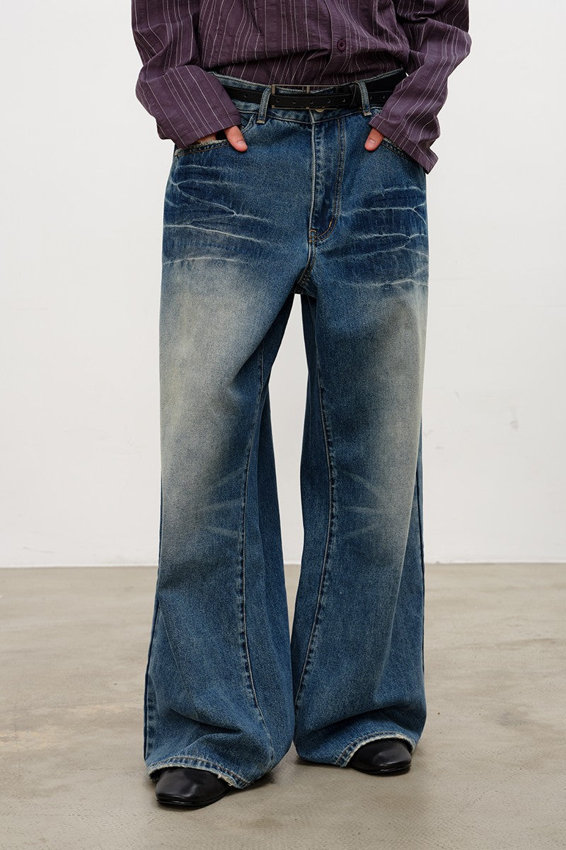 Wave Wash Straight Leg Jeans