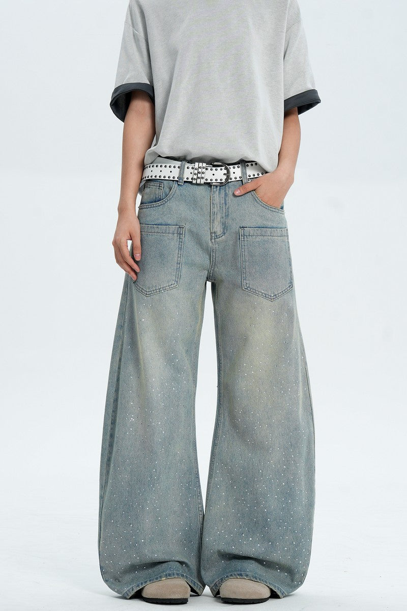 Rhinestone Wide Leg Jeans