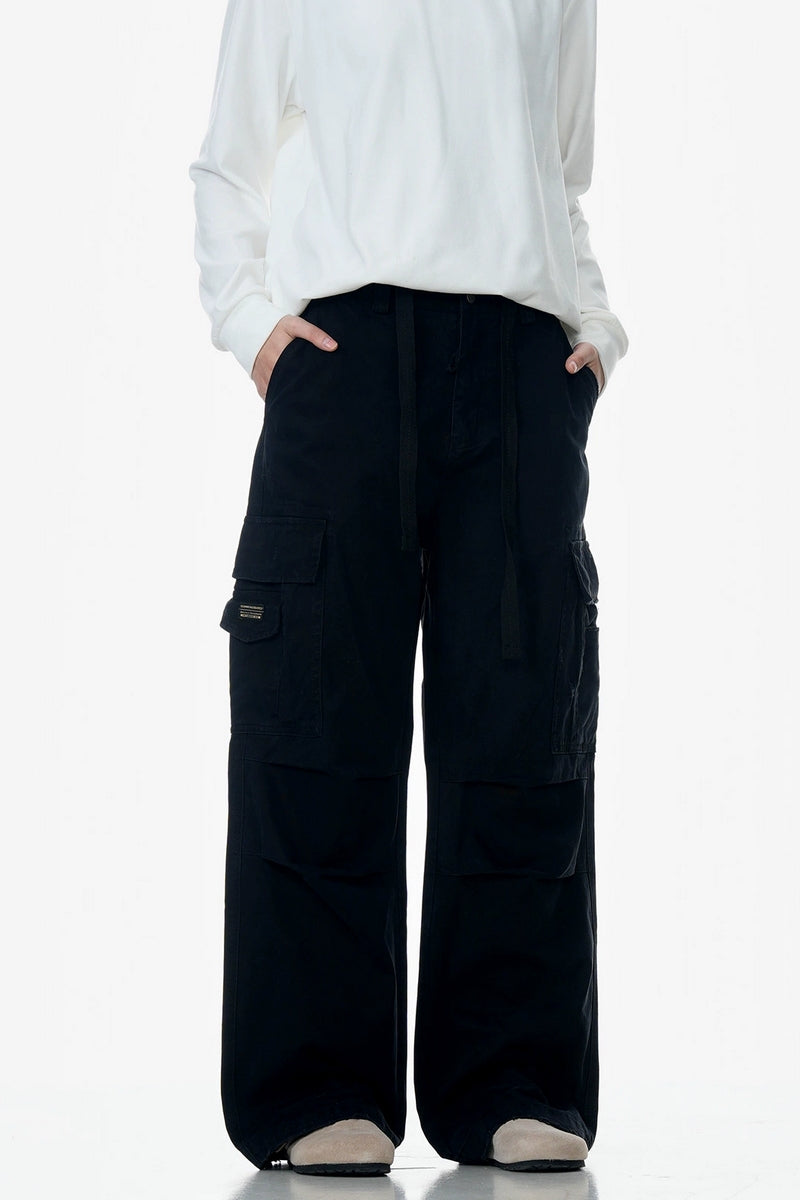 Wrinkled Multi-Pocket Cargo Pants