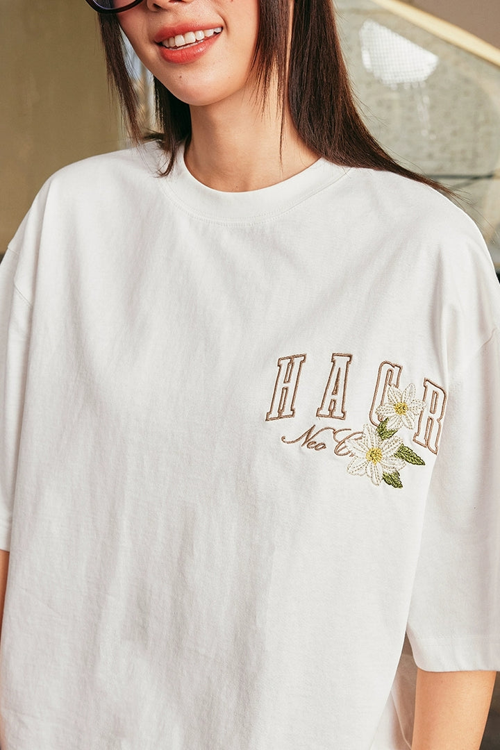 Floral Patchwork Embroidered Loose Tee