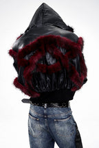 Studded Faux Fur Hooded Jacket