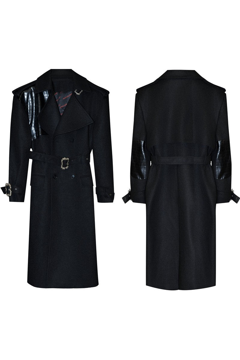 Crocodile Wool Belted Trench