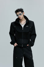 Fur Patchwork Zip-Up Hoodie