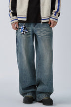 Washed Double Waist Jeans