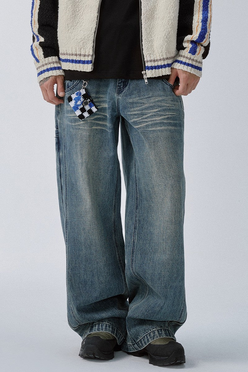 Washed Double Waist Jeans